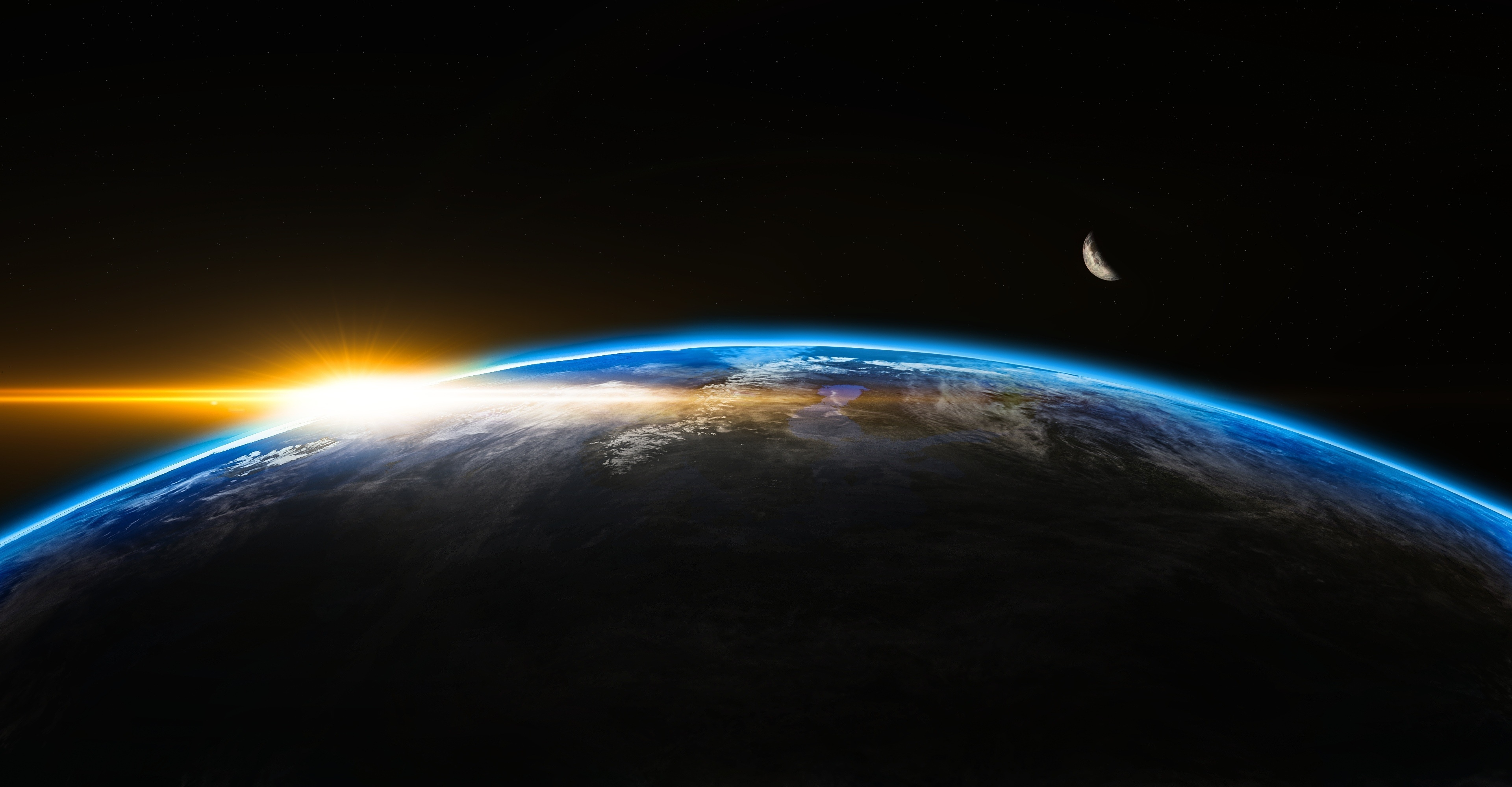 Download Wallpaper 3840x2400 Earth Planet Space Moon Sunrise 4k