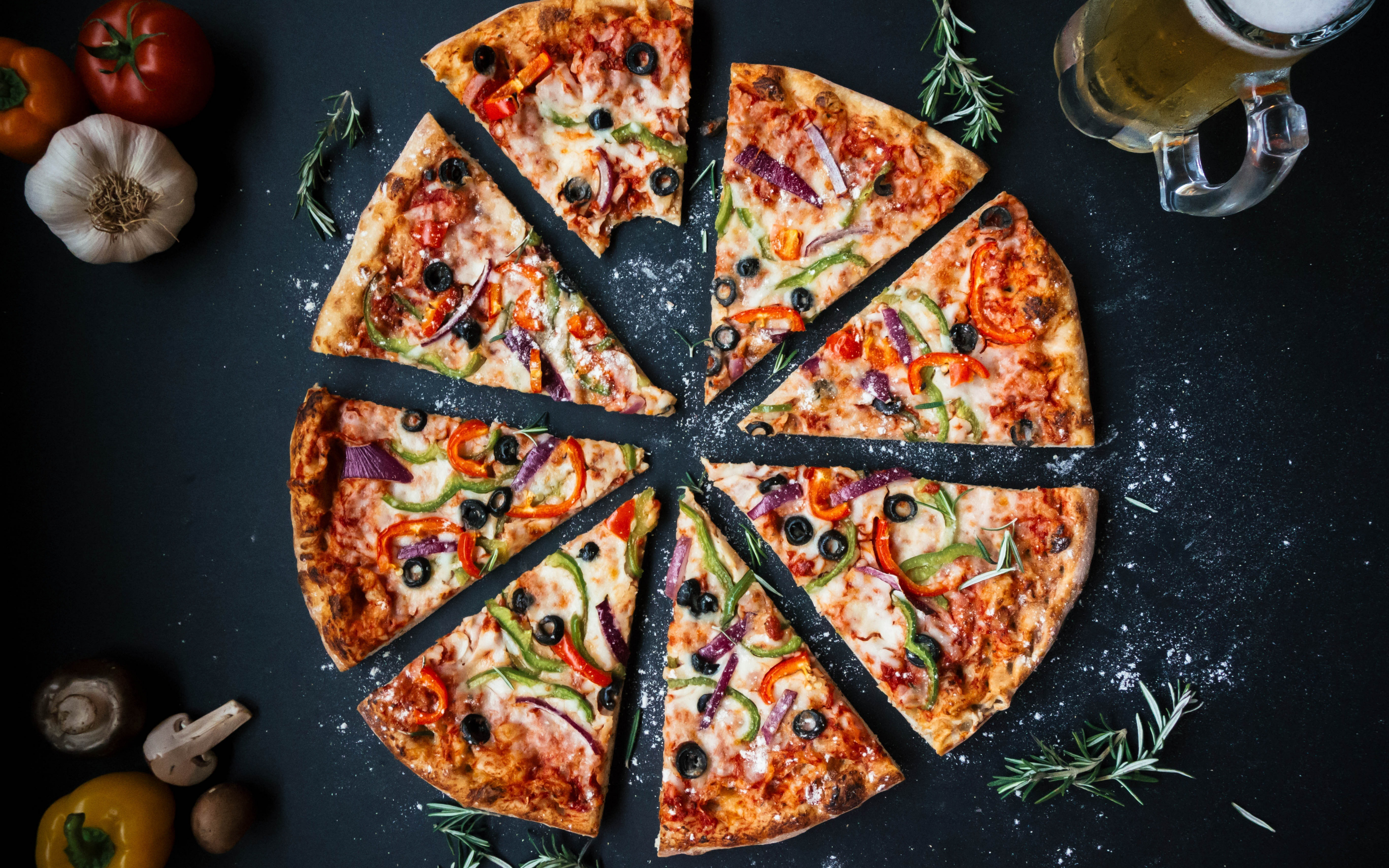Download 3840x2400 wallpaper pizza, slices, food, 4k