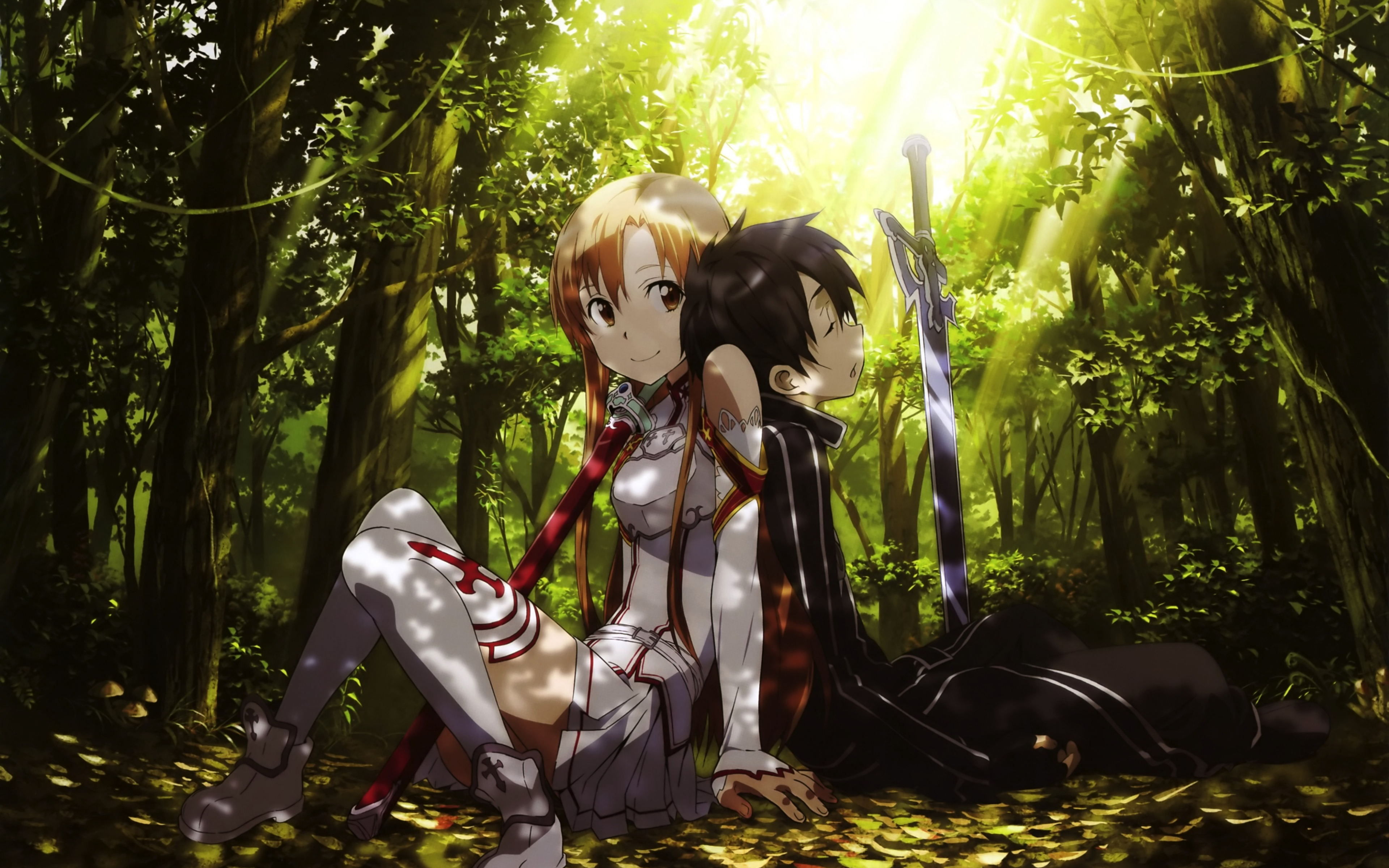 Download wallpaper 3840x2400 yuuki asuna, kirigaya kazuto, outdoor, anime  4k wallaper, 4k ultra hd 16:10 wallpaper, 3840x2400 hd background, 985