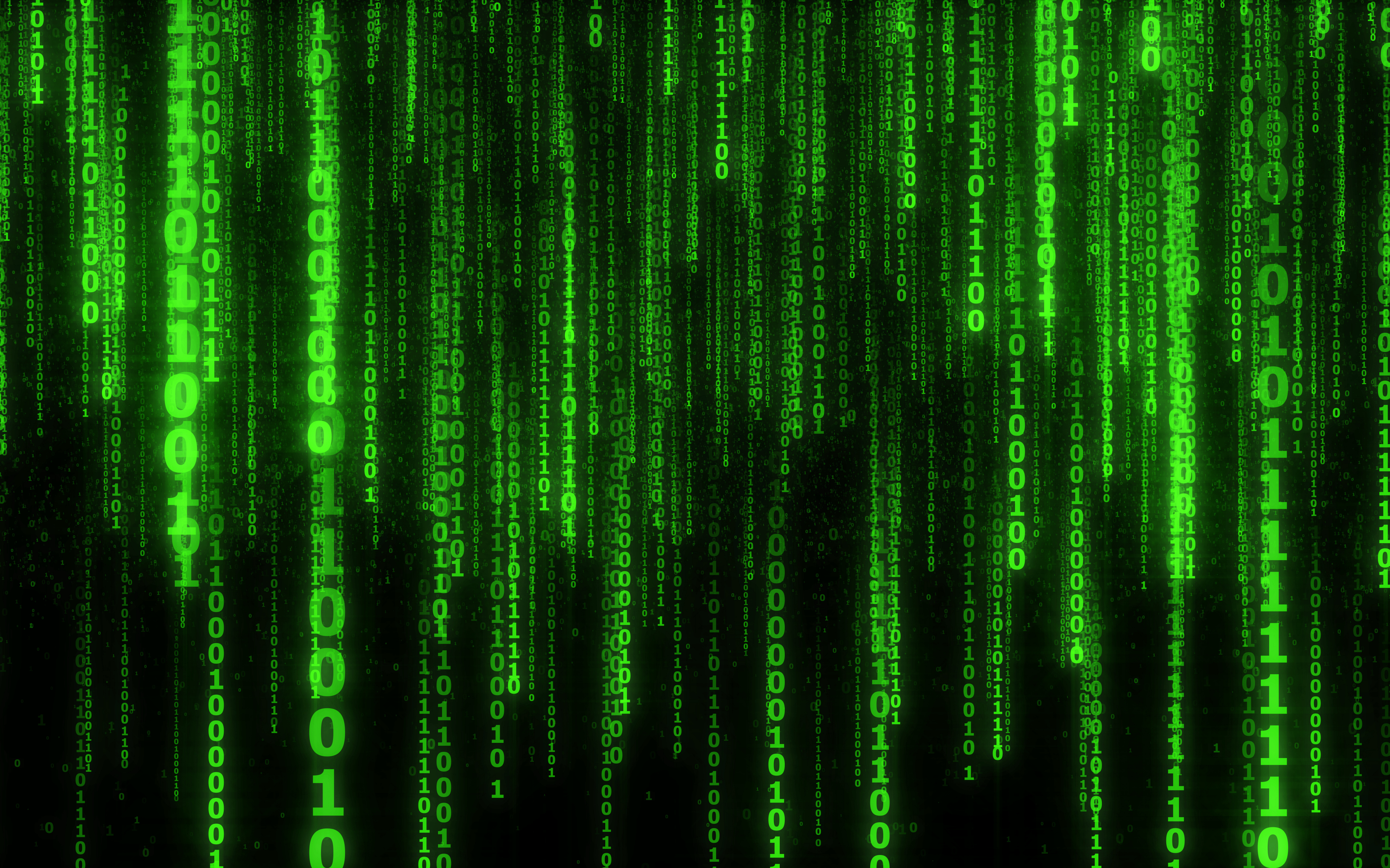 Matrix code, numbers, green, 3840x2400 wallpaper