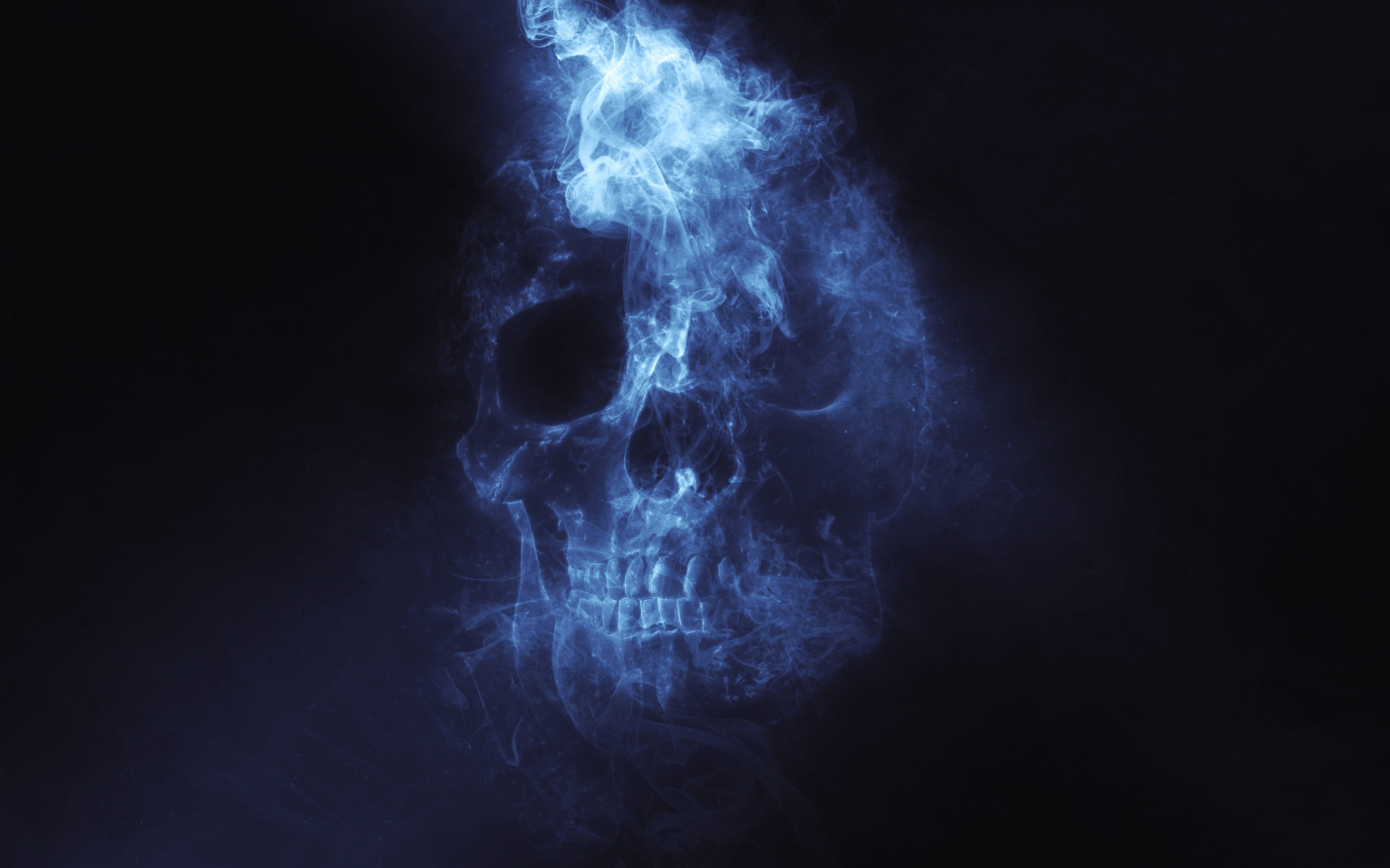 Skull, smoke, minimal, 3840x2400 wallpaper.