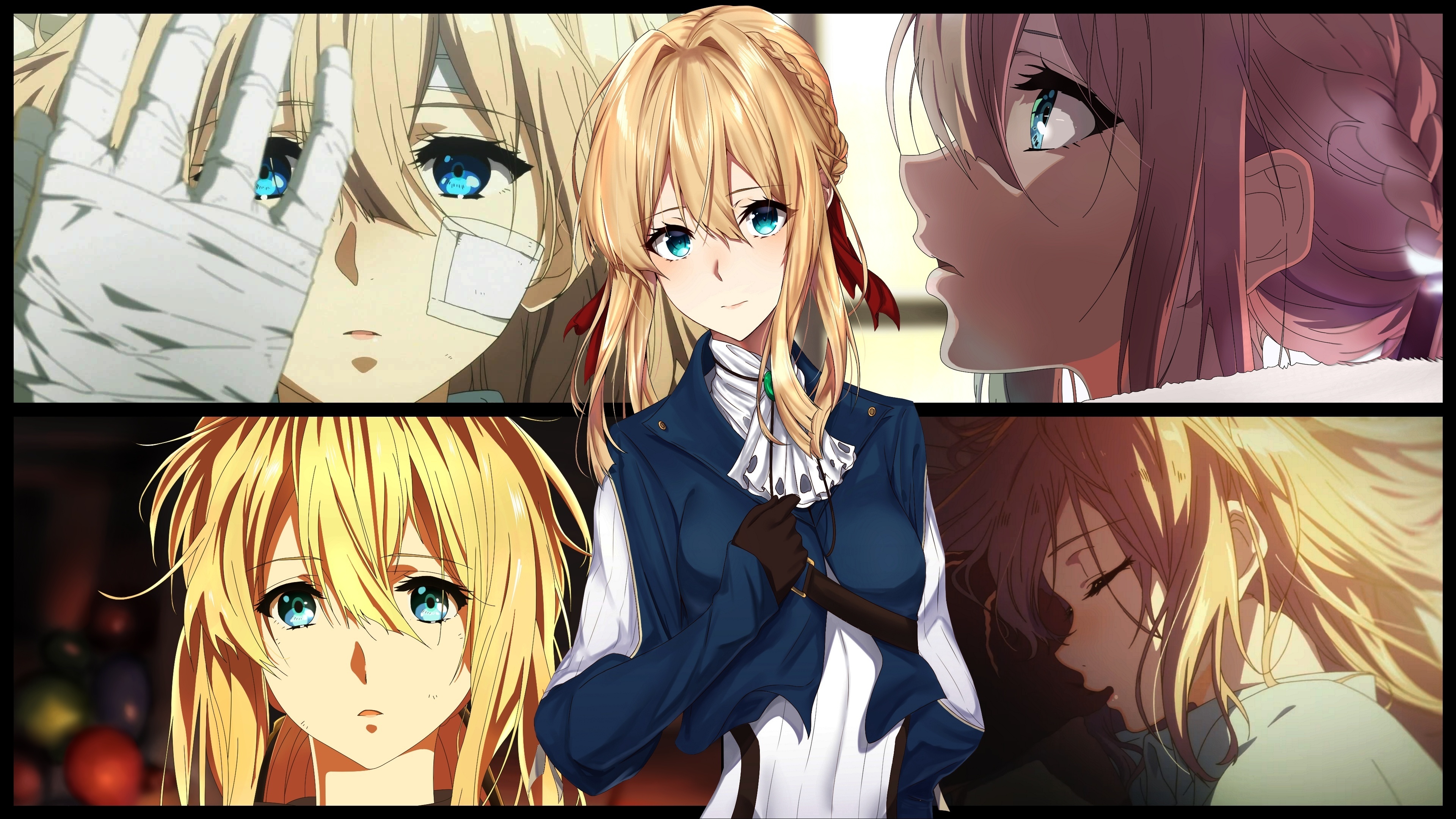 Download 3840x2400 Wallpaper Collage Anime Girl Violet