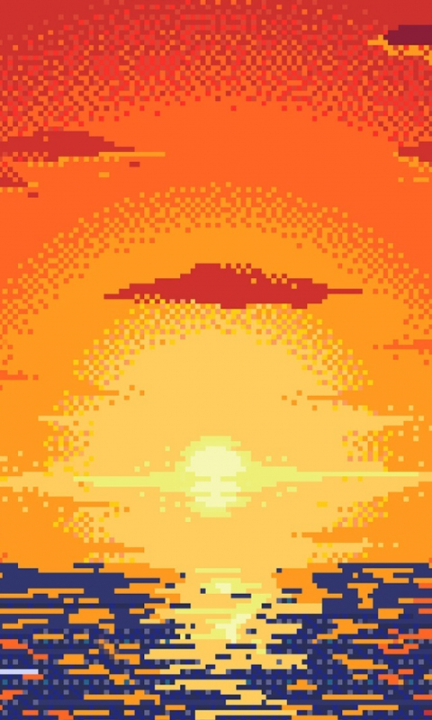 Download wallpaper 480x800 sunset, pixel art, abstract, nokia x, x2, xl ...