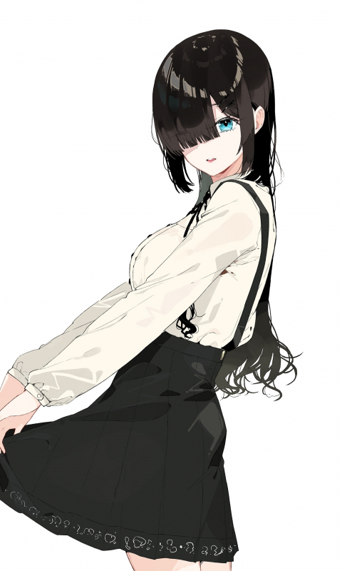 Download wallpaper 480x800 school uniform, cute, anime girl, minimal ...