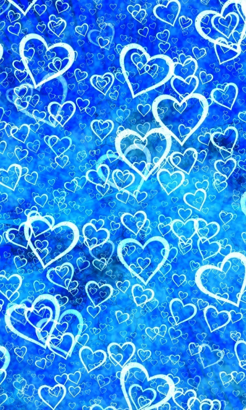 Download wallpaper 480x800 hearts, abstract, blue, nokia x, x2, xl, 520,  620, 820, samsung galaxy star, ace, asus zenfone 4, 480x800 hd background,  6313