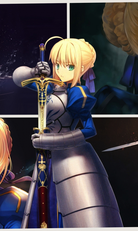 Download wallpaper 480x800 collage, saber alter, angry, anime girl ...