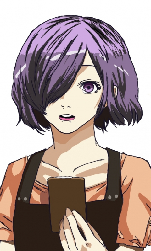 Cute, purple hair, anime girl, Touka Kirishima, Tokyo Ghoul, 480x800 wallpa...