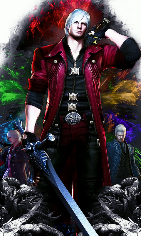 Download wallpaper 480x800 dante, devil may cry, artwork, video game, nokia  x, x2, xl, 520, 620, 820, samsung galaxy star, ace, asus zenfone 4, 480x800  hd background, 15839