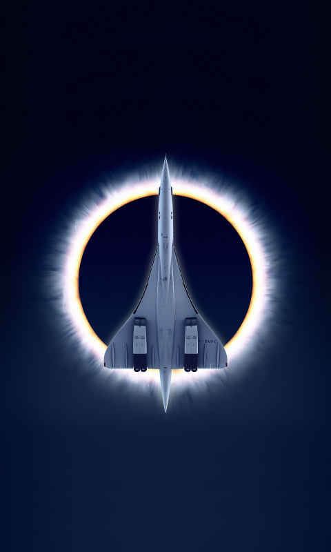 Concorde Carre, eclipse, airplane, moon, aircraft, 480x800 wallpaper