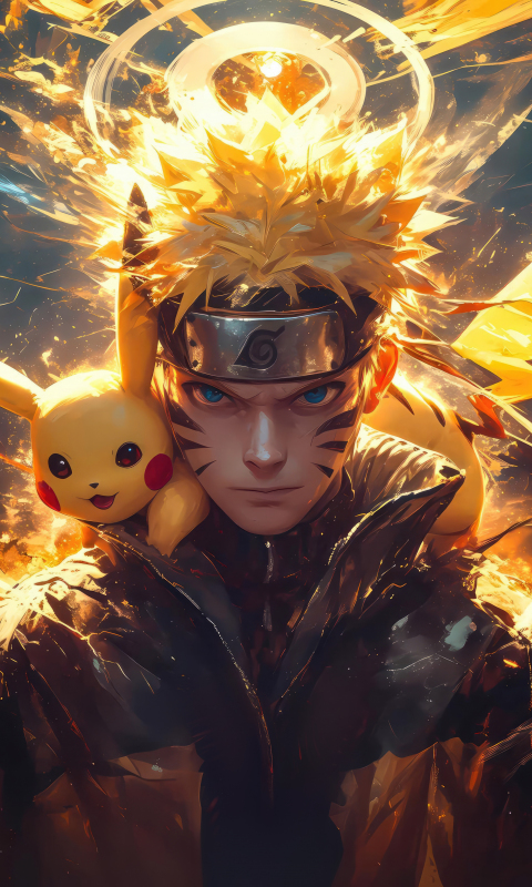 Download wallpaper 480x800 ash and pikachu, anime art, nokia x, x2, xl ...