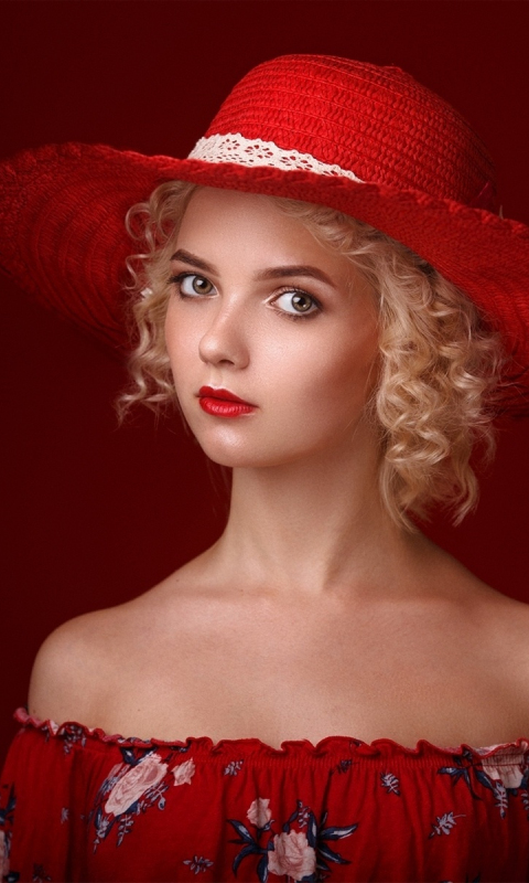 Download wallpaper 480x800 red dress, girl model, portrait, nokia x, x2 ...
