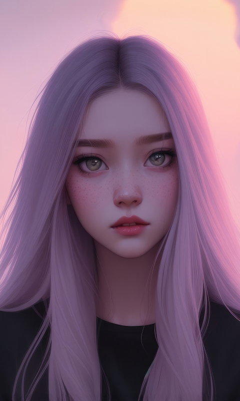 Download wallpaper 480x800 girl in pink hair, cute teen girl art, nokia ...