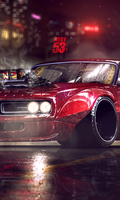 Download wallpaper 480x800 dodge charger, muscle car, artwork, nokia x ...