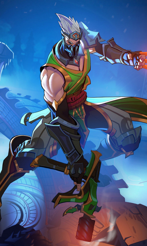 Download wallpaper 480x800 green skin, paladins, koga, nokia x, x2, xl ...