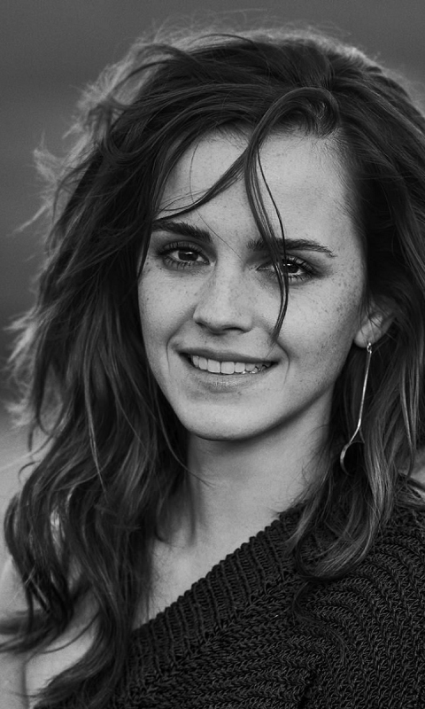 Download 480x800 wallpaper smile, emma watson, monochrome, nokia x, x2 ...