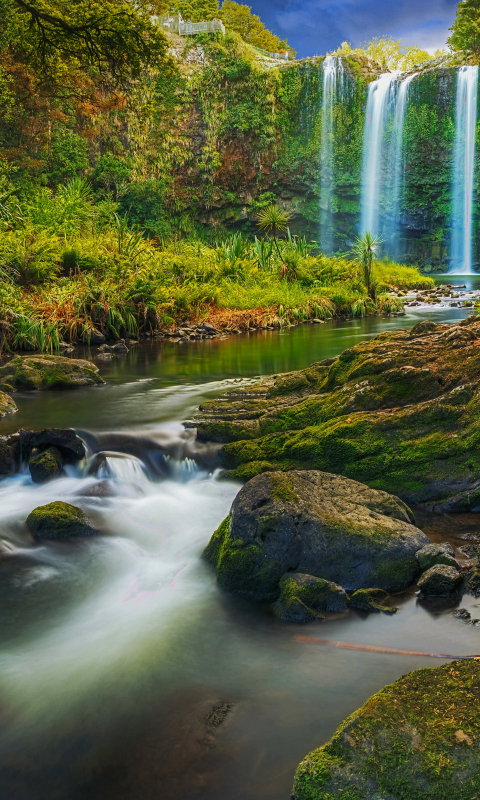 Download wallpaper 480x800 waterfall, flowing river, forest, green and  beautiful nature, nokia x, x2, xl, 520, 620, 820, samsung galaxy star, ace,  asus zenfone 4, 480x800 hd background, 28832