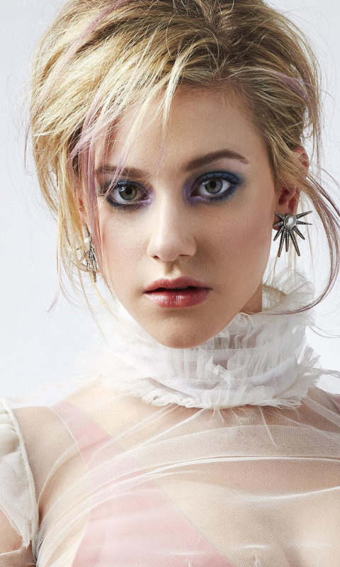 Download 480x800 wallpaper lili reinhart, blonde, makeup, rogue, 2018