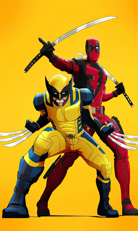 Download wallpaper 480x800 deadpool and wolverine, together as team ...