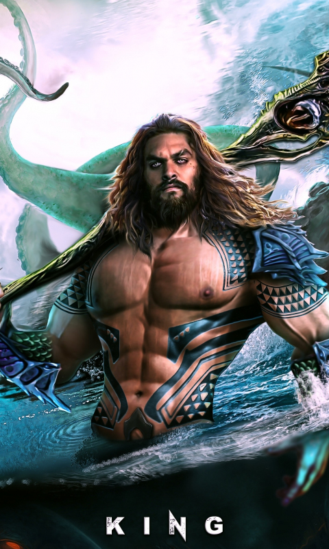 Aquaman, artwork, king of Atlantic, 480x800 wallpaper