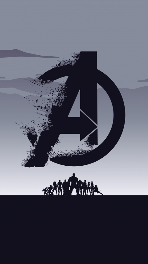 2019 movie, Avengers: Endgame, minimal, silhouette, art, 480x854 wallpaper