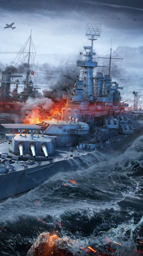 Video game, warships, ships, World of Warships, 480x854 wallpaper