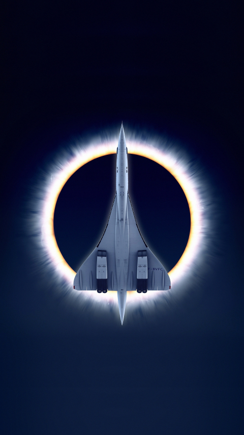 Concorde Carre, eclipse, airplane, moon, aircraft, 480x854 wallpaper
