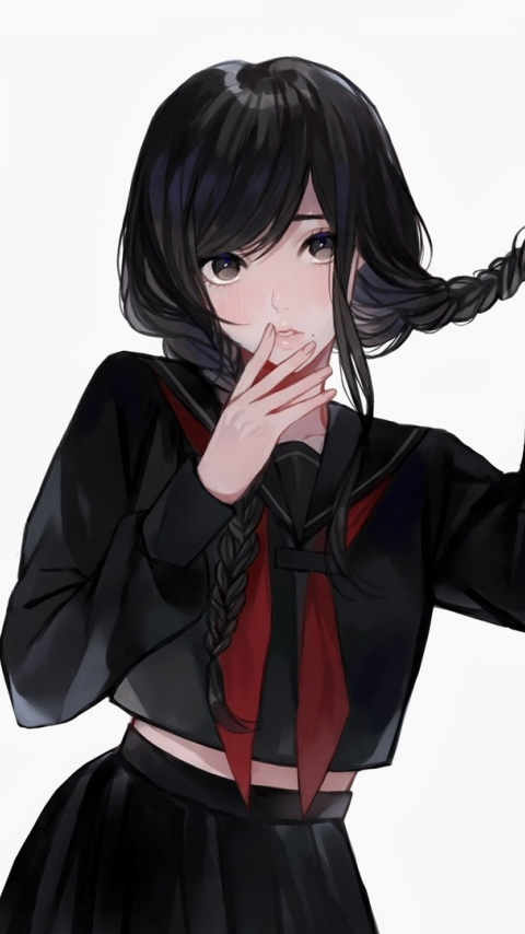 Anime girl, transparent umbrella, brown hair, ponytail, clouds, scenery,  Anime, HD phone wallpaper | Peakpx