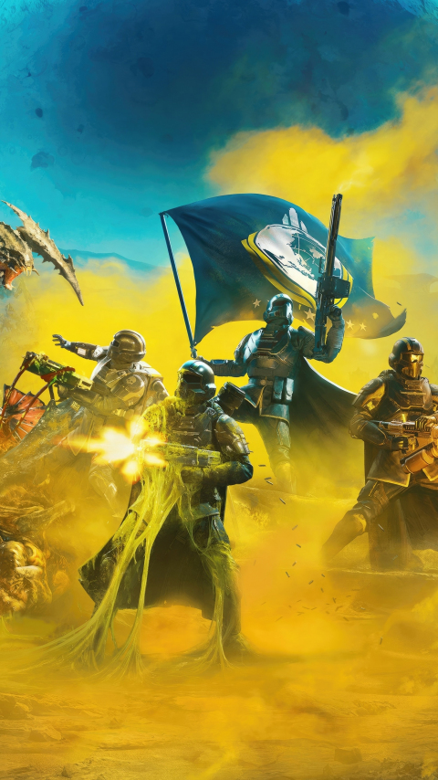 Helldivers 2, action game, fight among armies, 2023, 480x854 wallpaper