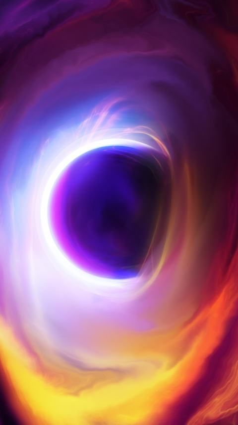 Colorful clouds, black hole, space, 480x854 wallpaper