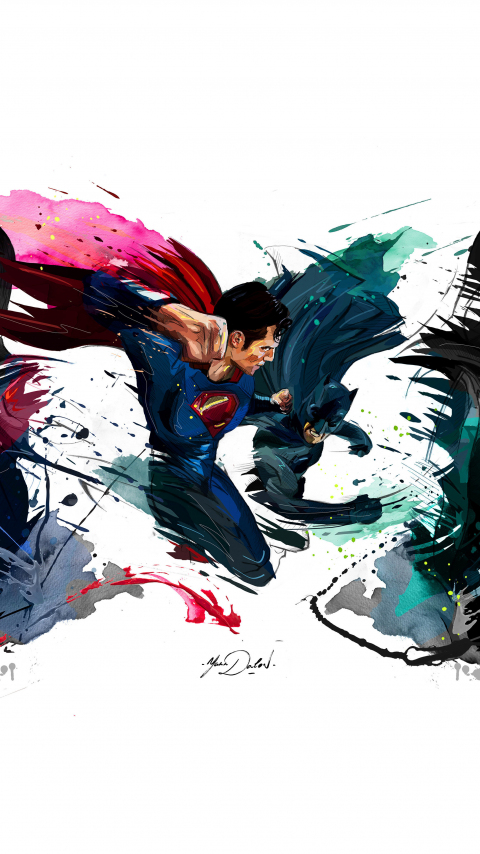 Batman vs superman, 4k, sketch artwork, 480x854 wallpaper