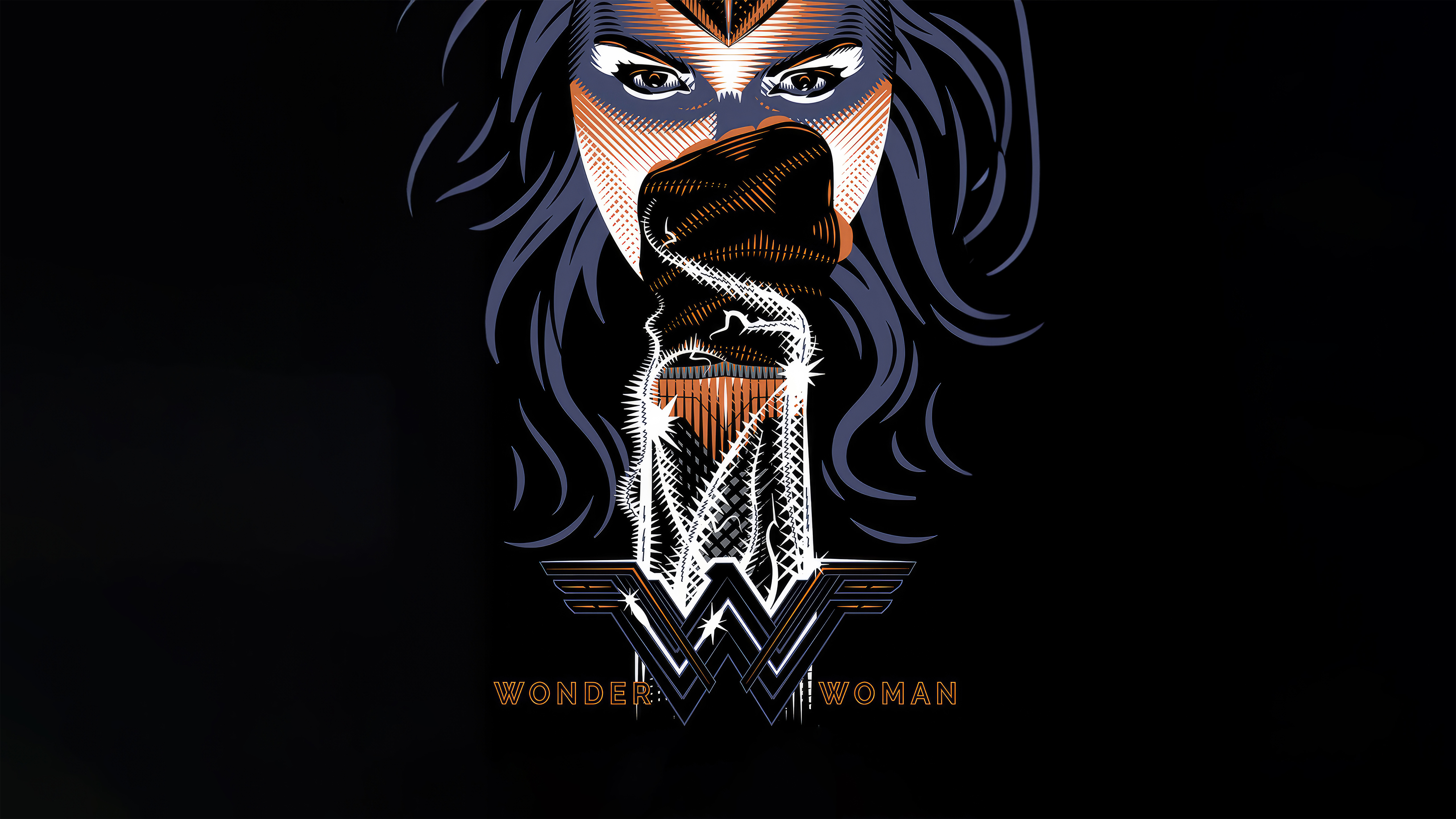 Wonder Woman's fist, minimal, dark, 5120x2880, 5k wallpaper