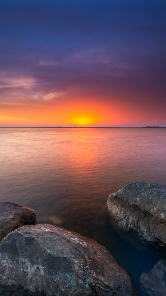 Download 540x960 wallpaper coast, sunse   t, rocks, sea ..., 540x960 wallpaper nature