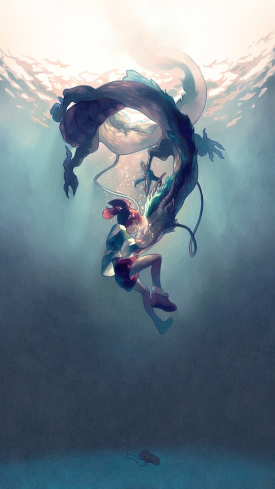 Underwater anime water pixiv anime ocean children octopus, anime girl  swimming HD phone wallpaper | Pxfuel