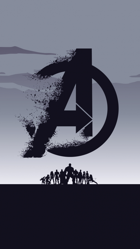 2019 movie, Avengers: Endgame, minimal, silhouette, art, 540x960 wallpaper