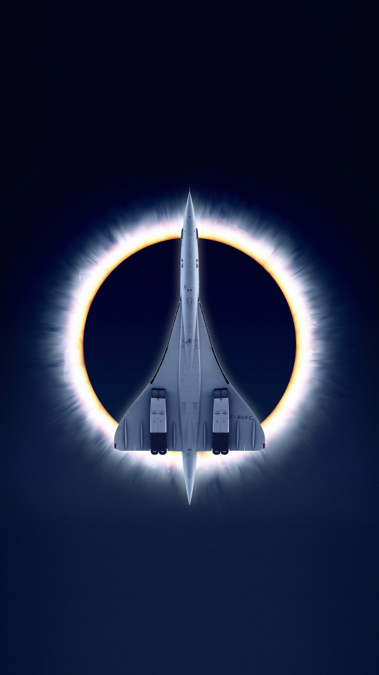 Concorde Carre, eclipse, airplane, moon, aircraft, 540x960 wallpaper