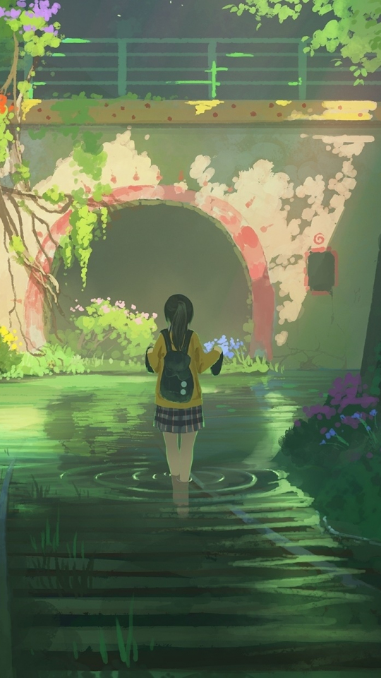 Anime Girl Walking Live Wallpaper