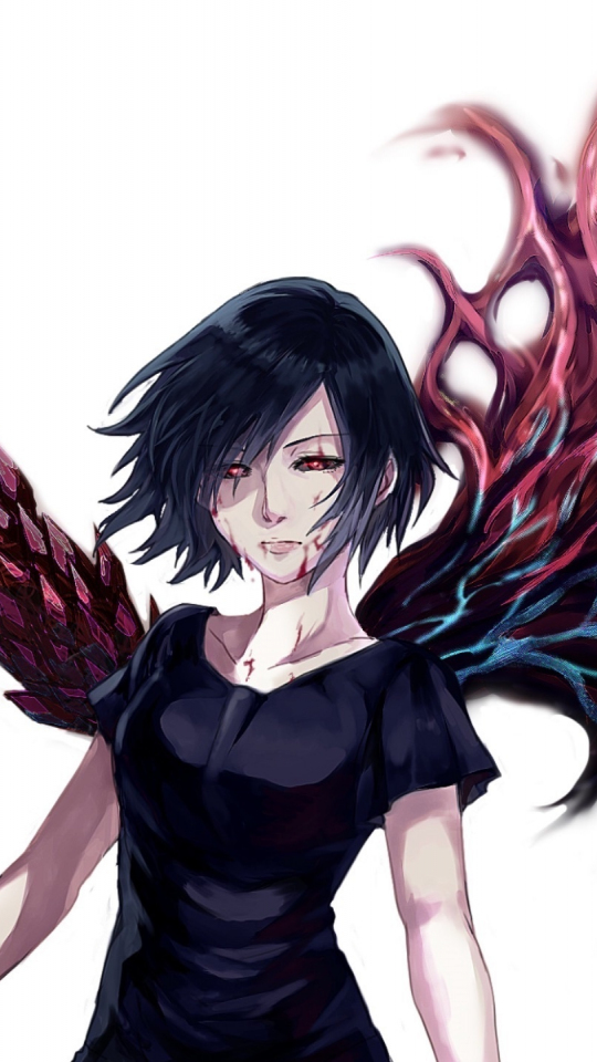 Download wings, anime girl, touka kirishima 540x960 wallpaper, samsung ...