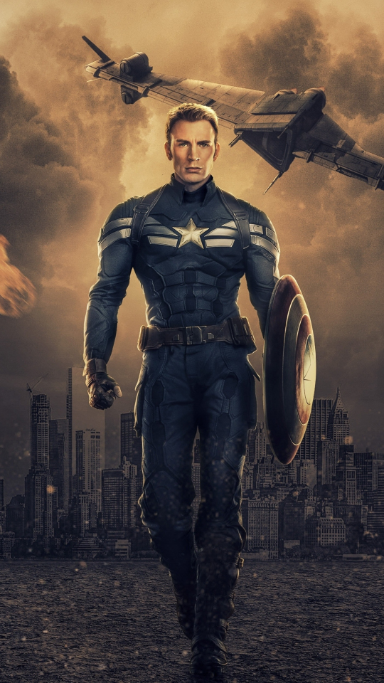 Captain America, Chris Evans, Marvel comics, art, 540x960 wallpaper