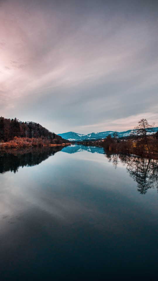 Download wallpaper 540x960 lake, reflections, mountains, sunset, nature ...