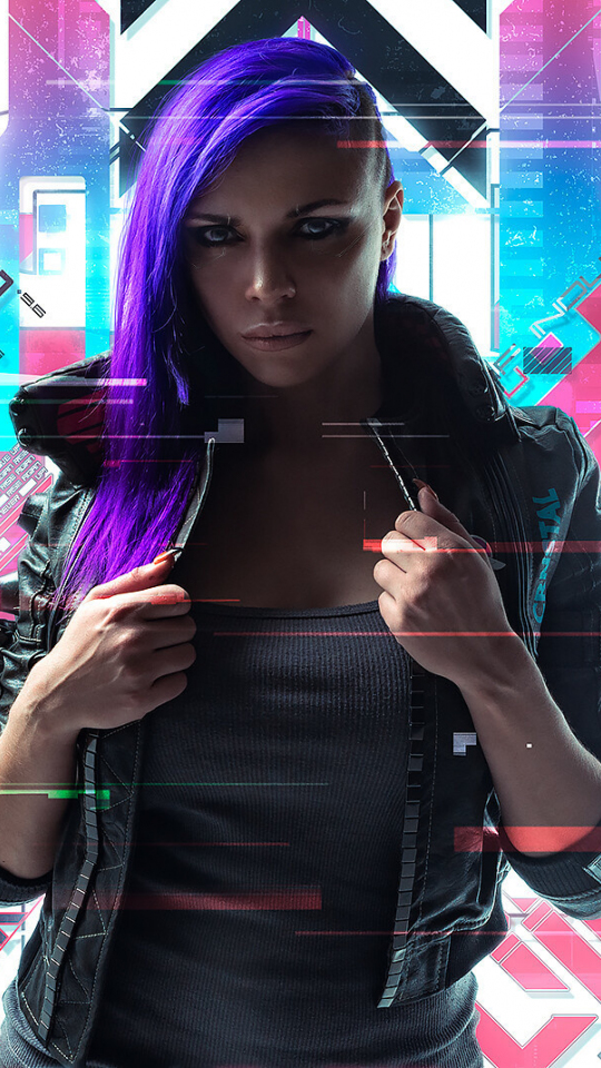 Download Wallpaper 540x960 Cyberpunk 2077 Purple Hair Girl Artworks Samsung Galaxy S4 Mini 3914