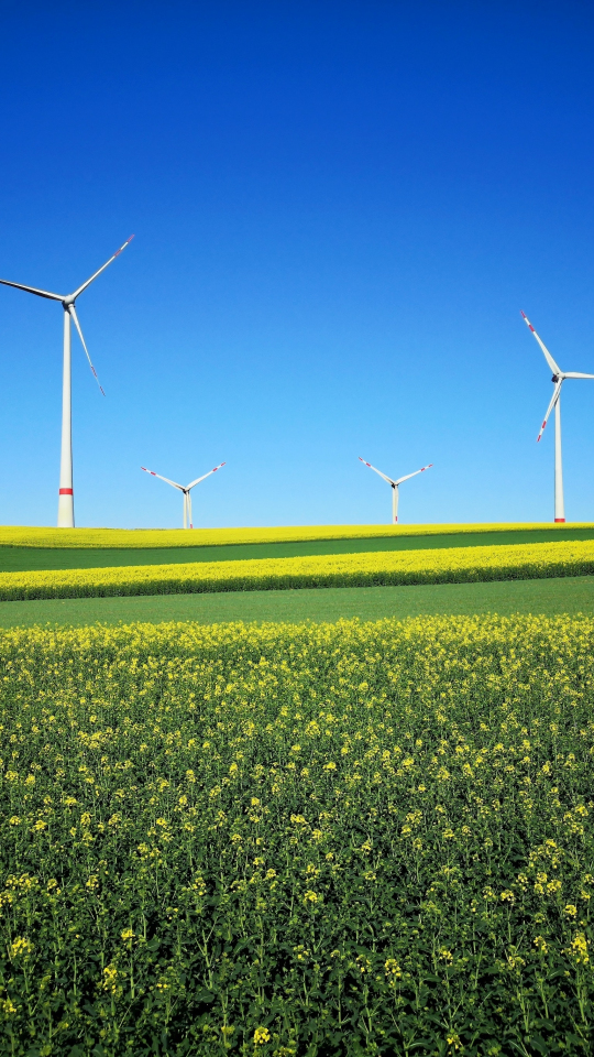 Download wallpaper 540x960 landscape, farms, wind turbines, samsung ...