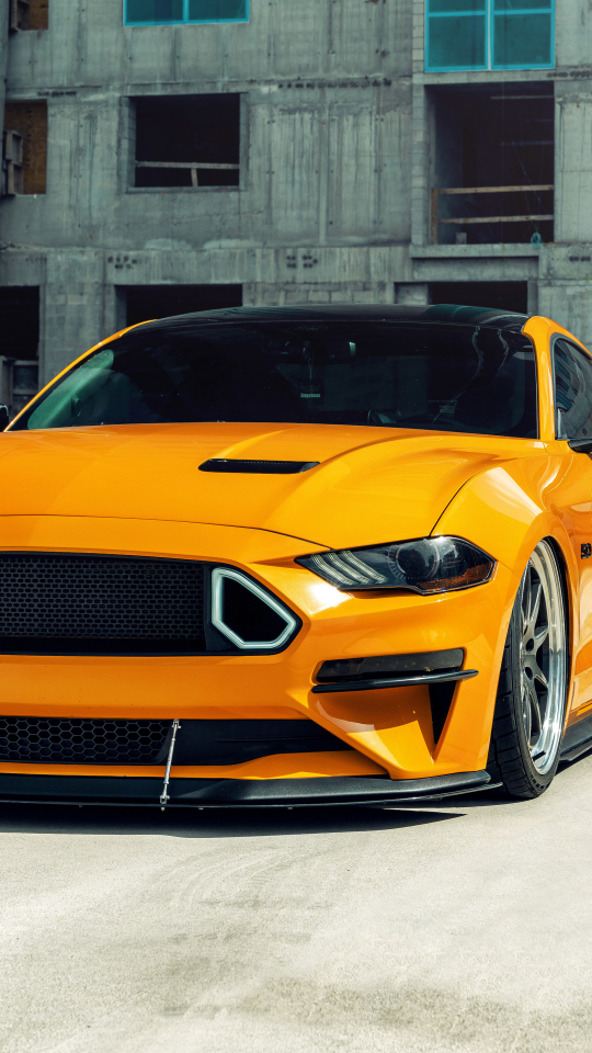 Yellow Ford Mustang GT, 2020, 540x960 wallpaper