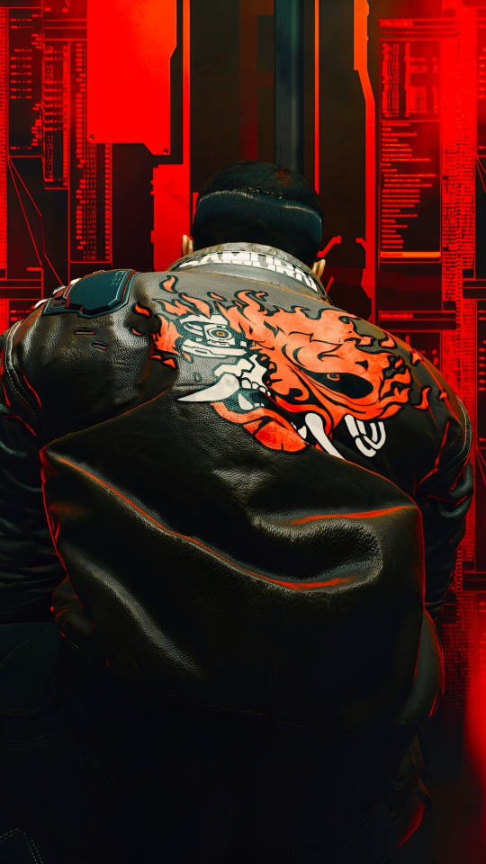 Download Wallpaper 540x960 Samurai Print On Jacket, Cyberpunk 2077