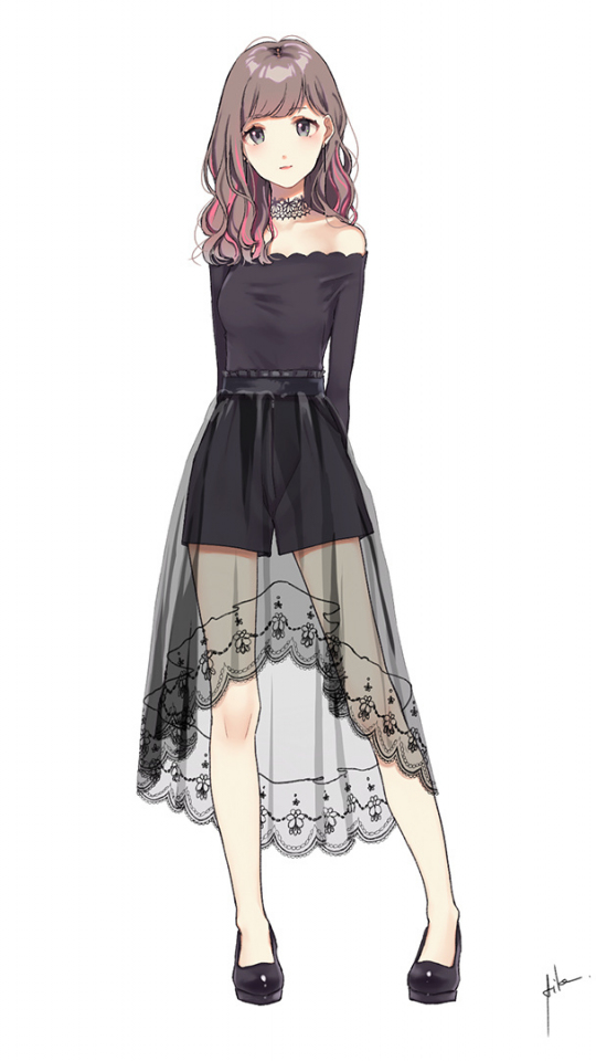 anime girl in a dress drawing