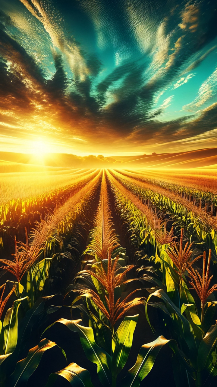 Download wallpaper 720x1280 corn farm, landscape, sunset, art, samsung ...