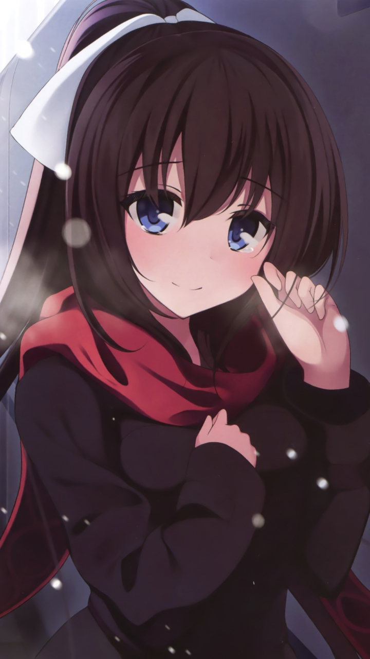 Download cute, blue eyes, anime girl, winter 720x1280 wallpaper ...