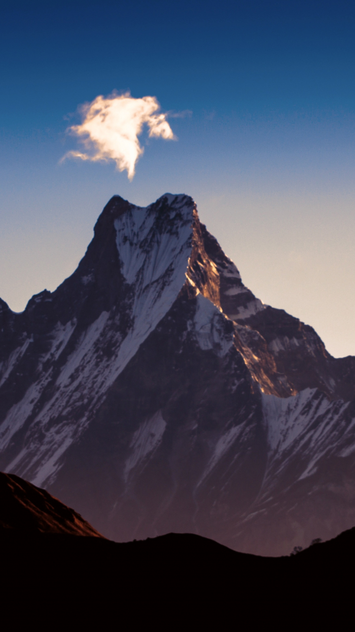 Download wallpaper 720x1280 dawn, sky, himalaya, mountains, peak ...