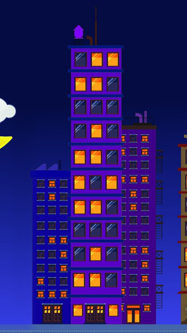 Download Night Buildings Minimal Pixel Art 7x1280 Wallpaper Samsung Galaxy Mini S3 S5 Neo Alpha Sony Xperia Compact Z1 Z2 Z3 Asus Zenfone 7x1280 Hd Image Background