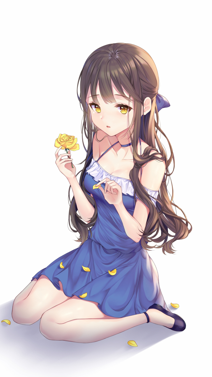 Download Yellow Flower Cute Original Anime Girl 7x1280 Wallpaper Samsung Galaxy Mini S3 S5 Neo Alpha Sony Xperia Compact Z1 Z2 Z3 Asus Zenfone 7x1280 Hd Image Background 7854