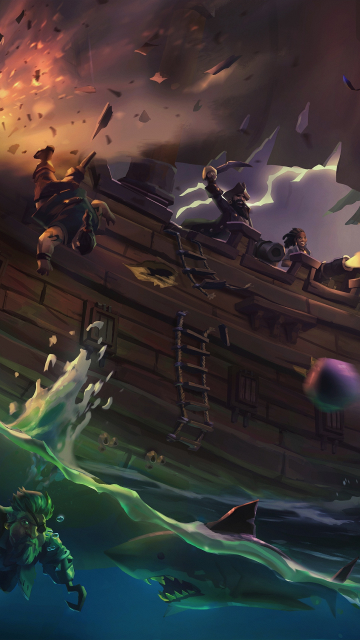 Sea of thieves, ship, pirates, video game, 720x1280 wallpaper